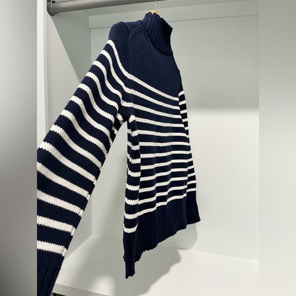 J crew Cotton turtleneck knit sweater in navy ivory stripe NEW size XS - Picture 6 of 11